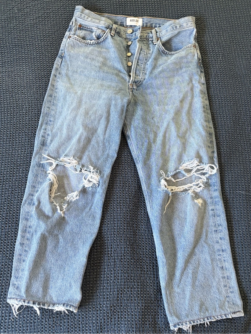 Agolde Light Blue Distressed Boyfriend Jeans